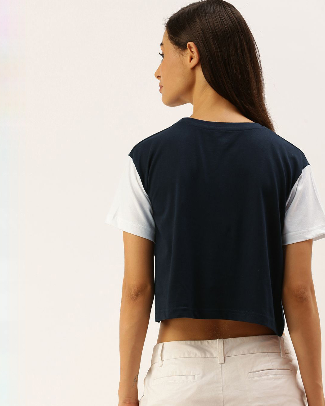 Shop Women's Blue Typography T-shirt-Back