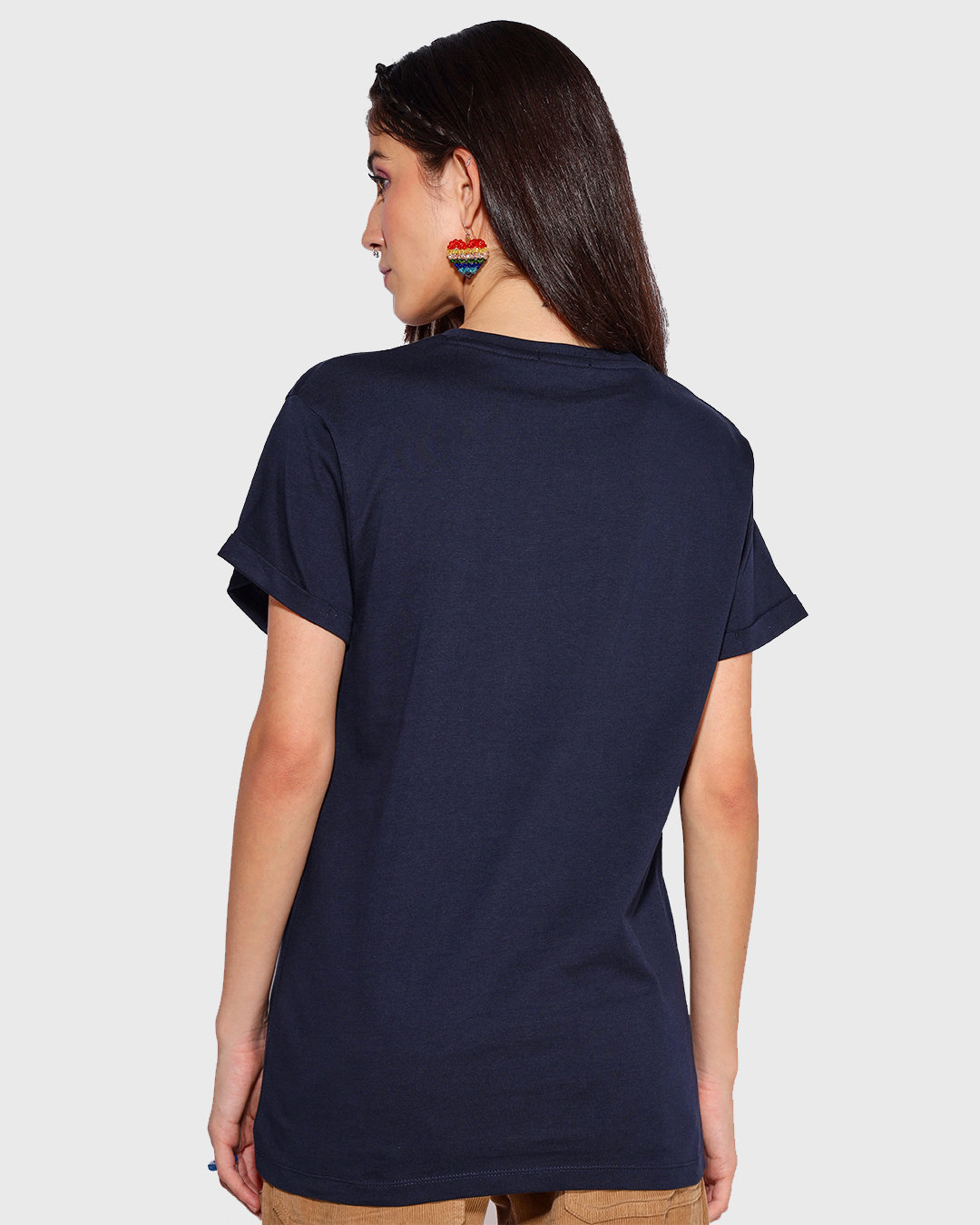 Shop Women's Blue Universe Listens Graphic Printed Boyfriend T-shirt-Back