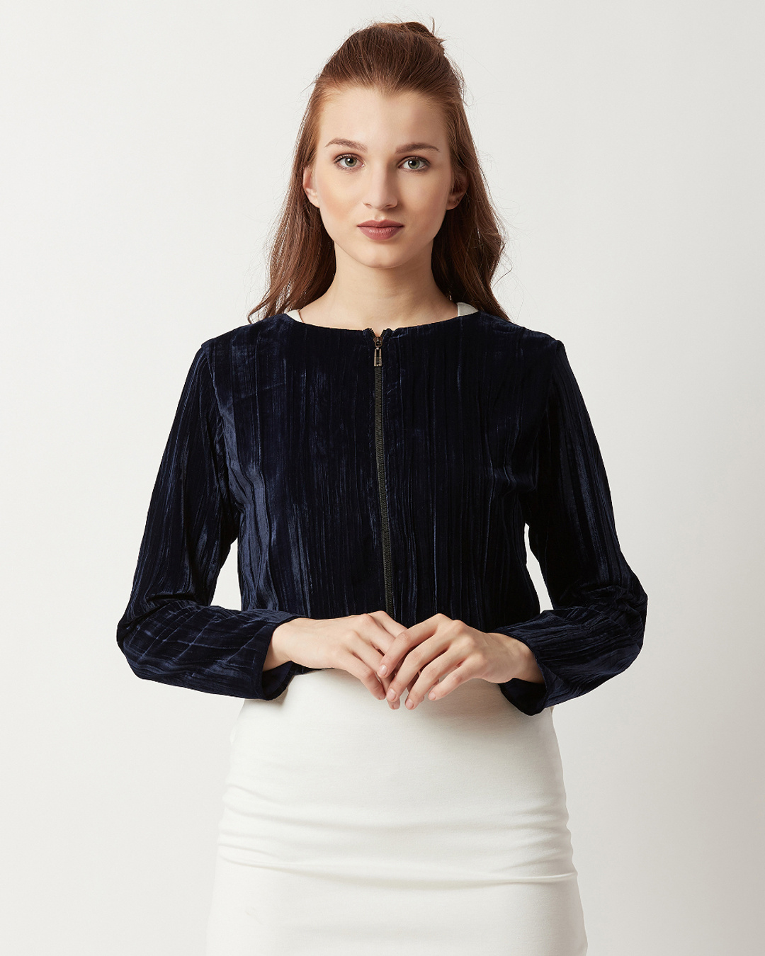 Buy Women's Blue Velvet Jacket Online at Bewakoof