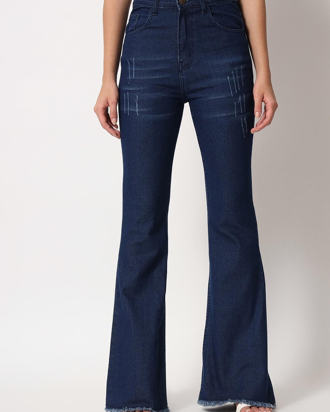 Buy Women's Blue Washed Boot Cut Jeans Online at Bewakoof