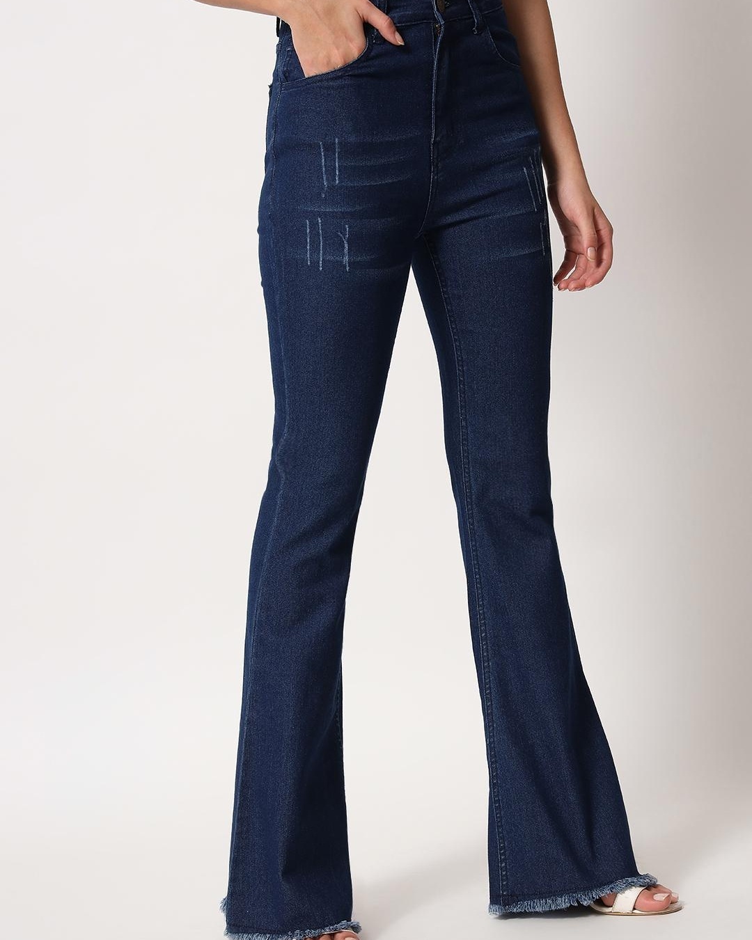 Shop Women's Blue Washed Boot Cut Jeans-Back