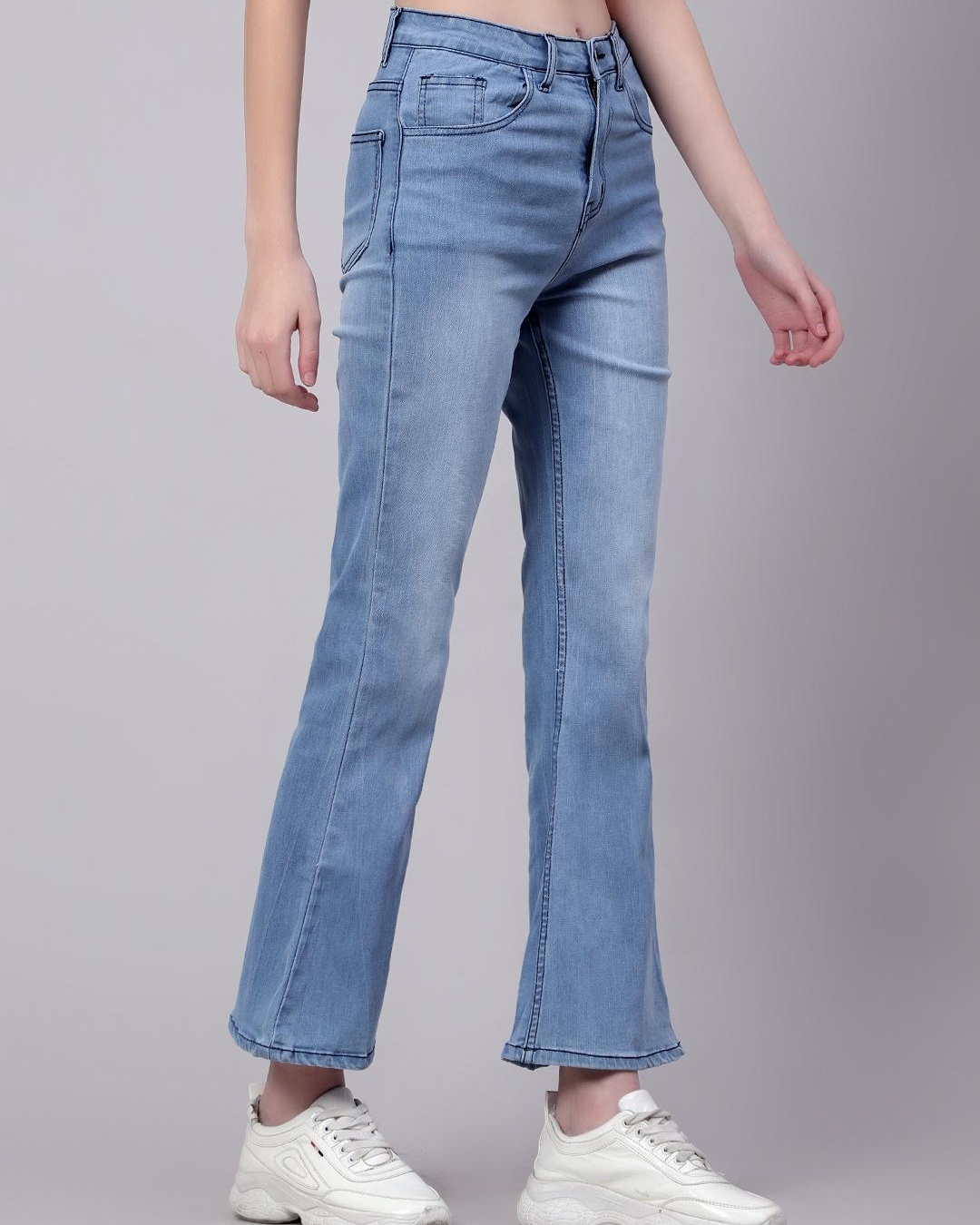 Shop Women's Blue Washed Boot cut Jeans-Back