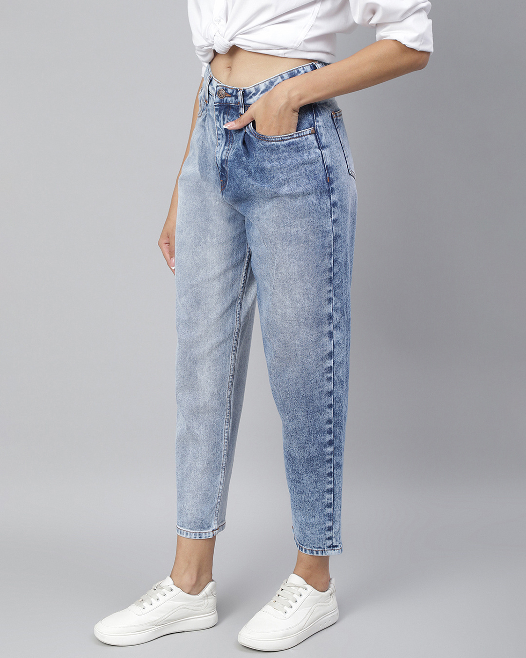 Shop Women's Blue Washed Jeans-Back