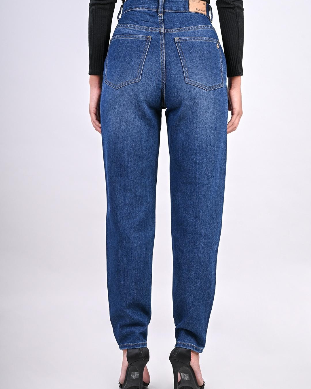 Shop Women's Blue Washed Mom Fit Jeans-Back