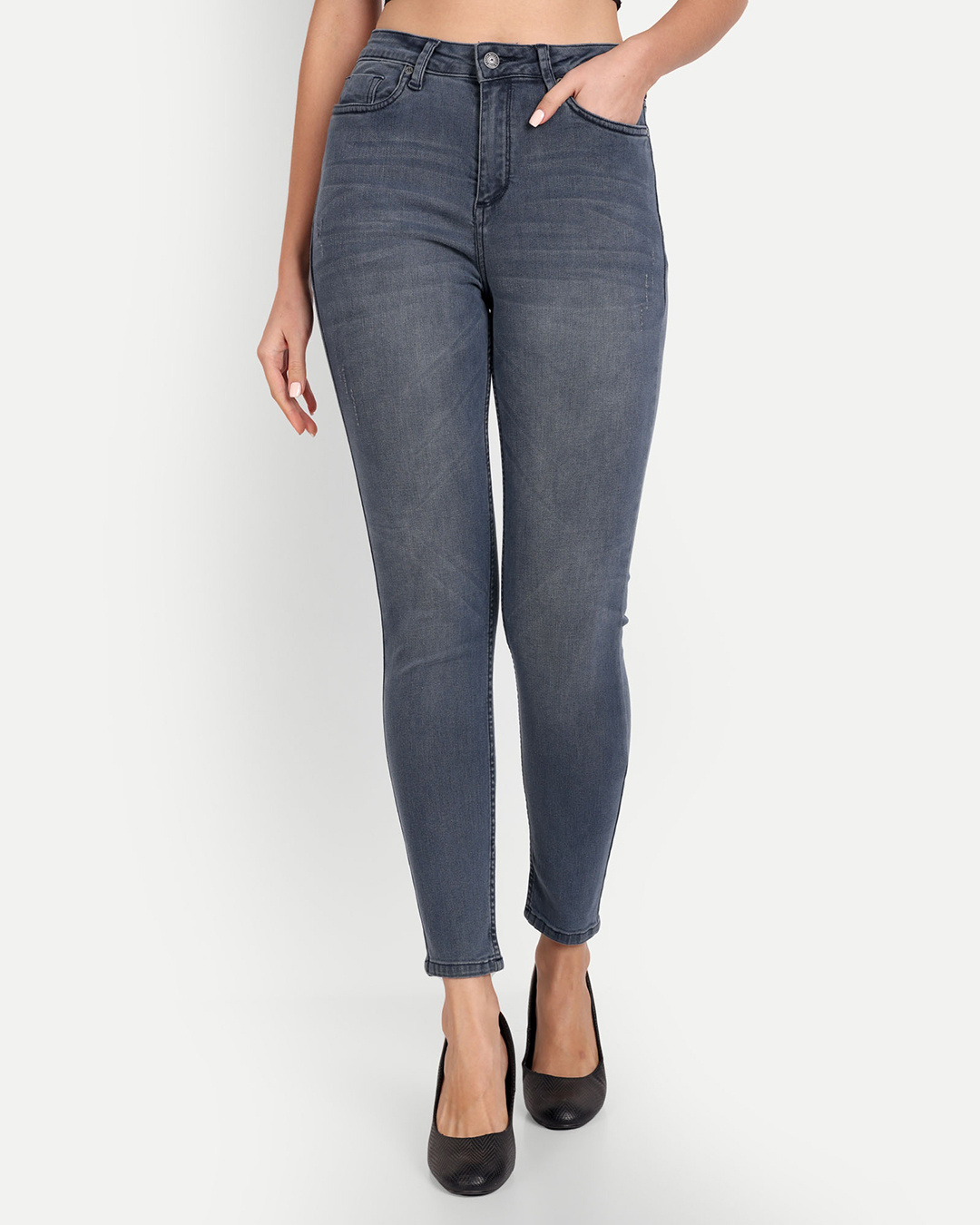 Buy Women's Blue Washed Skinny Fit Jeans Online in India at Bewakoof