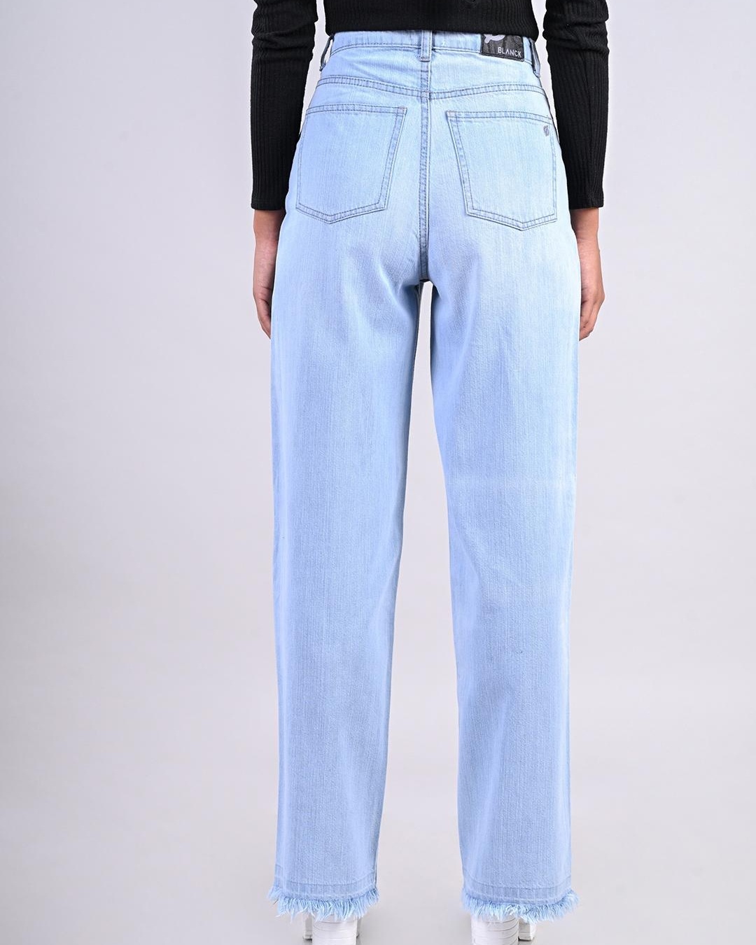 Shop Women's Blue Wide Leg Jeans-Back