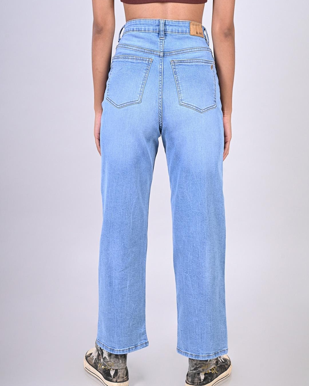 Shop Women's Blue Wide Leg Jeans-Back