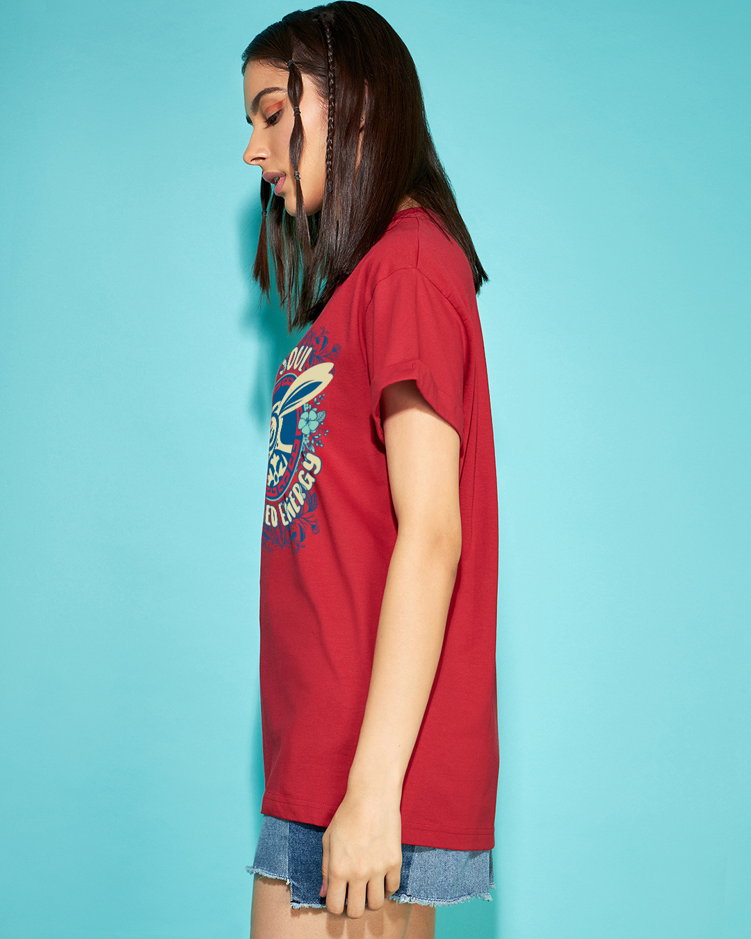 Shop Women's Bold Red Wild Soul Graphic Printed Boyfriend T-shirt-Back