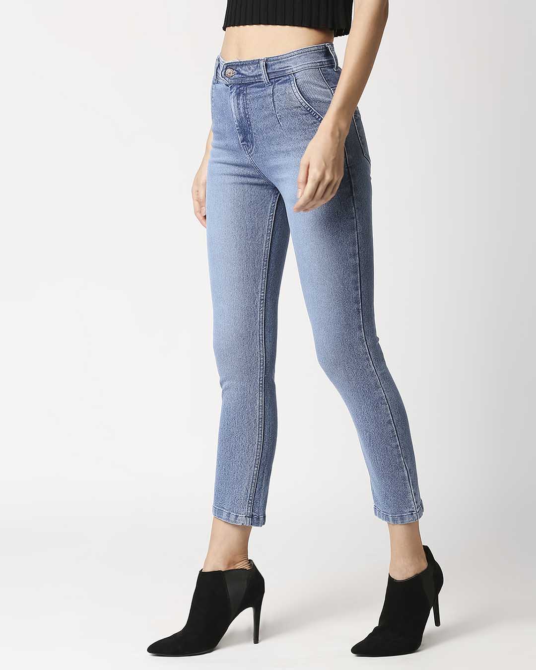 Shop Women's Boyfriend Fit High Rise Clean Look Cropped Jeans-Back