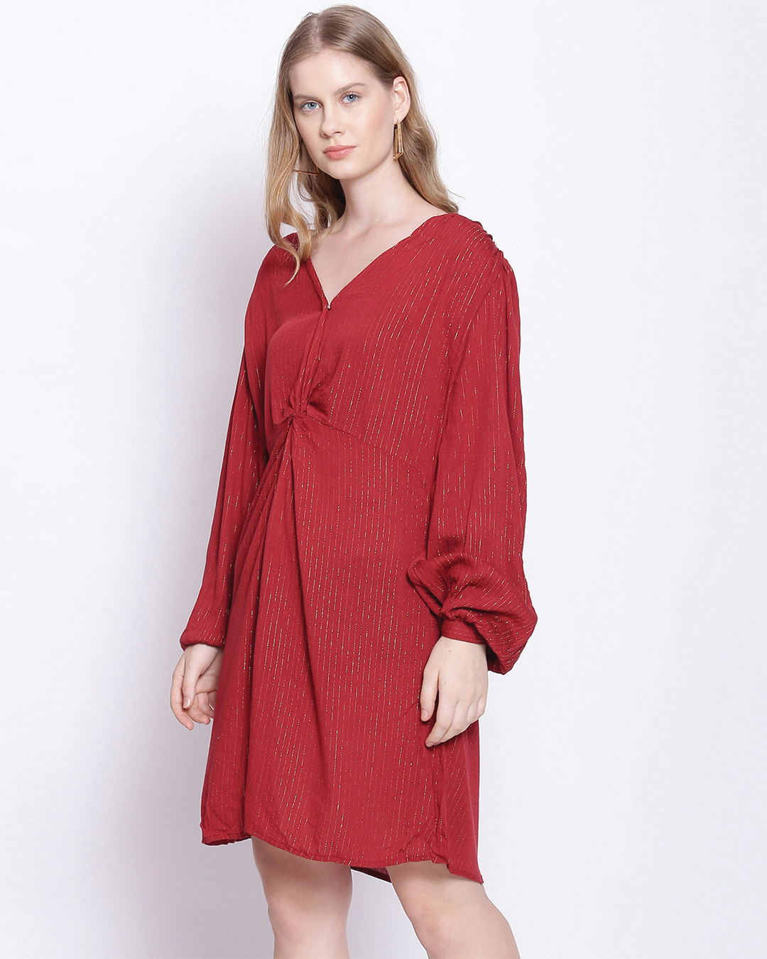 Shop Women's Brick Red Striped Dress-Back