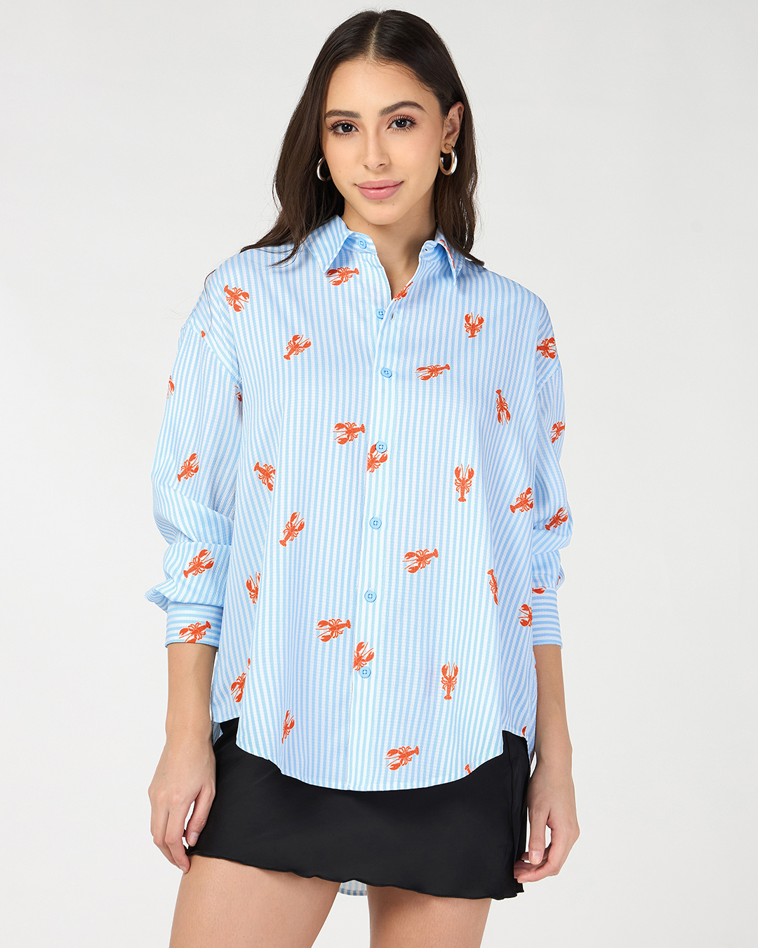 Shop Women's Blue All Over Printed Oversized Shirt-Back
