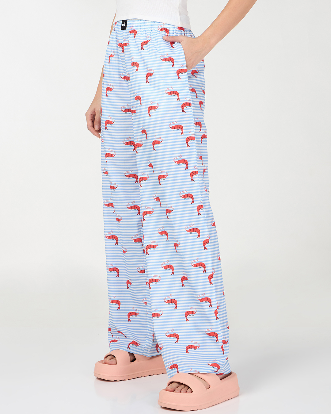 Shop Women's Blue All Over Printed Wide Leg Pyjamas-Back