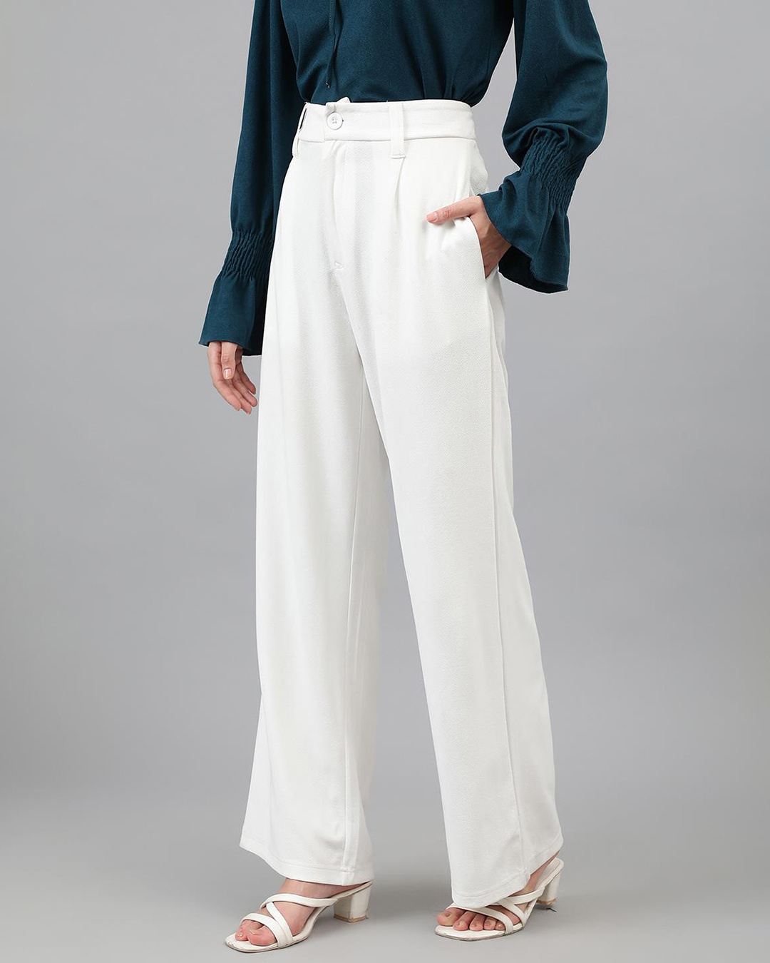 White deals fitted trousers