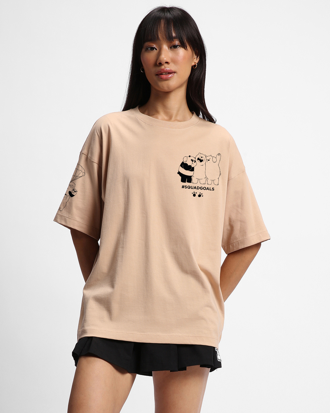 Shop Women's Brown Bro Power Graphic Printed Oversized T-shirt-Back