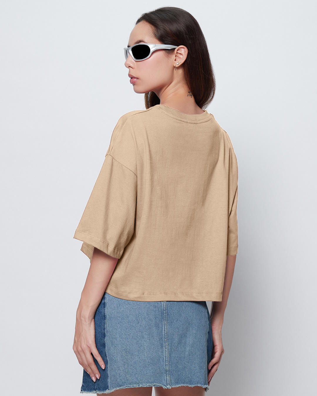 Shop Women's Brown Busy Doing Nothing Graphic Printed Oversized Short Top-Back