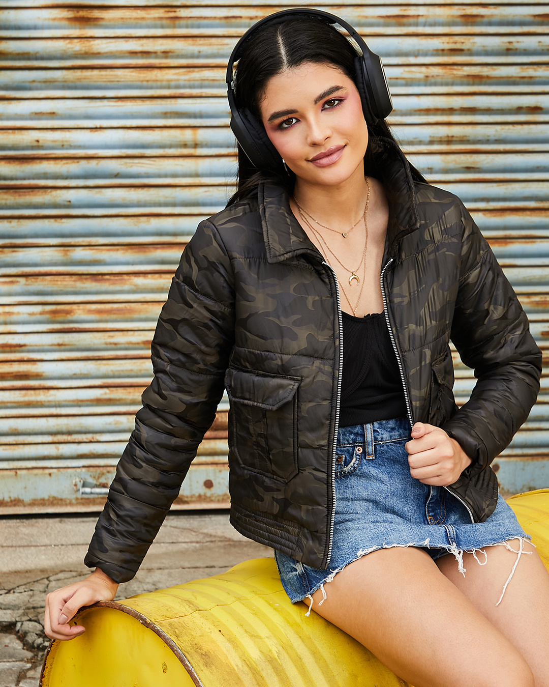Tan And Brown Polka Dot Women's Bomber Jacket