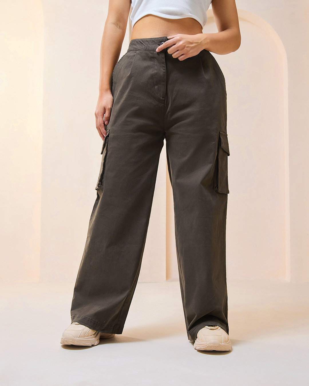Shop Women's Brown Cargo Pants-Back