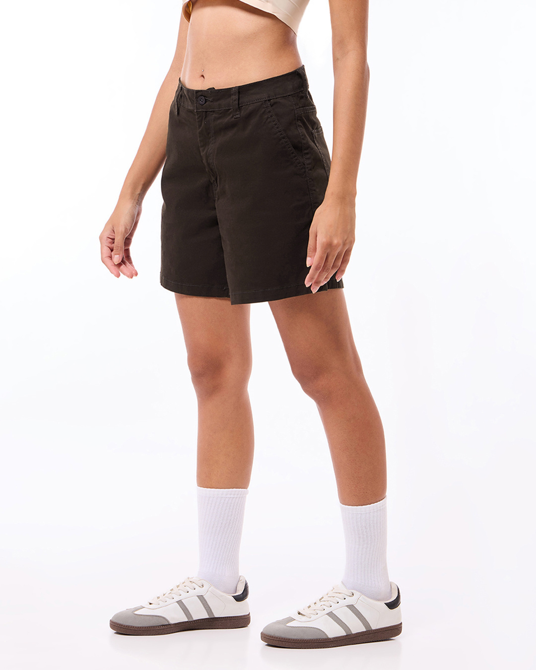 Shop Women's Brown Carpenter Shorts-Back