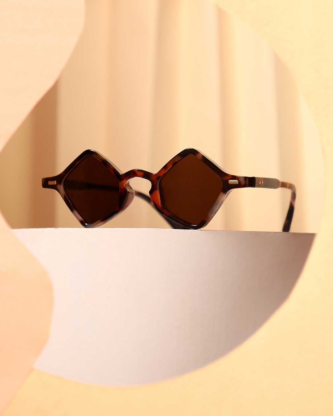 Shop Women's Brown Geometric Polarised Lens Sunglasses-Back