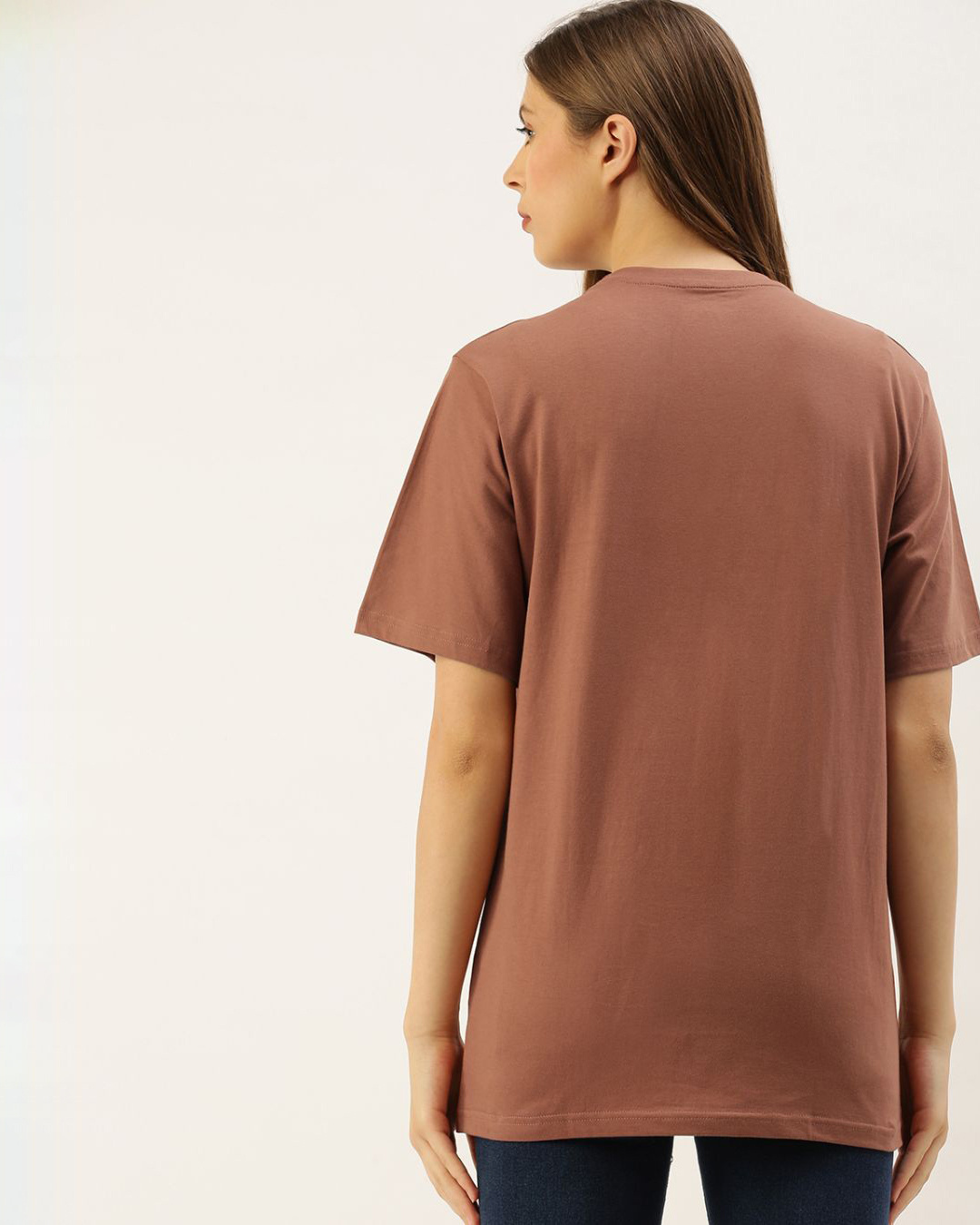 Shop Women's Brown Graphic Print T-shirt-Back