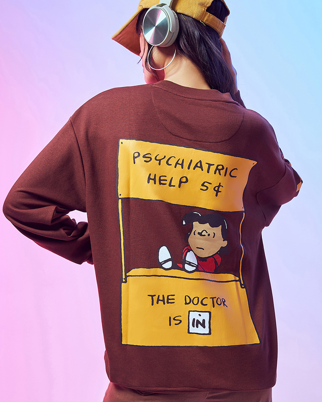 Brown Slogan-print Oversize Sweatshirt 18178