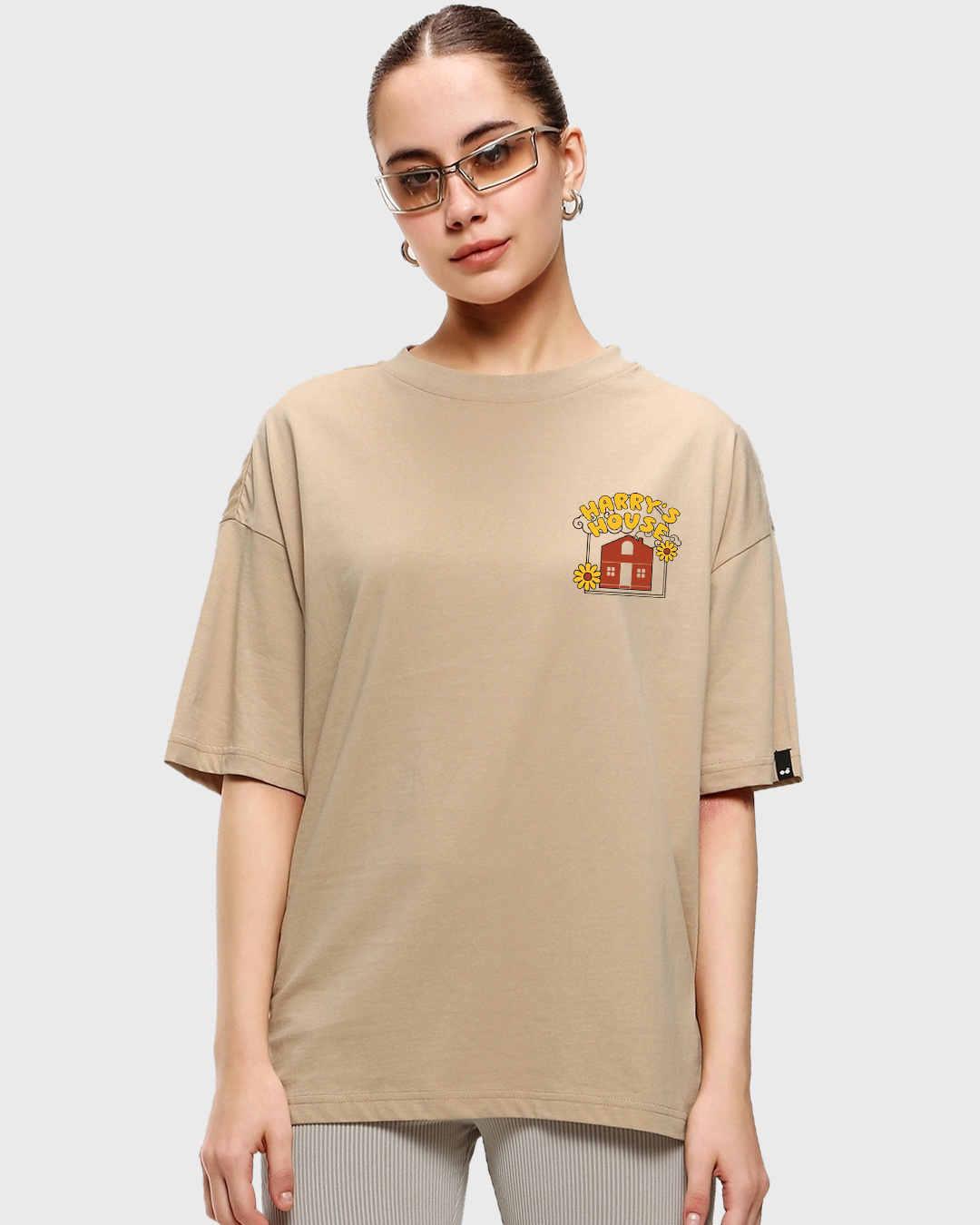 Shop Women's Brown Harry's House Graphic Printed Oversized T-shirt-Back