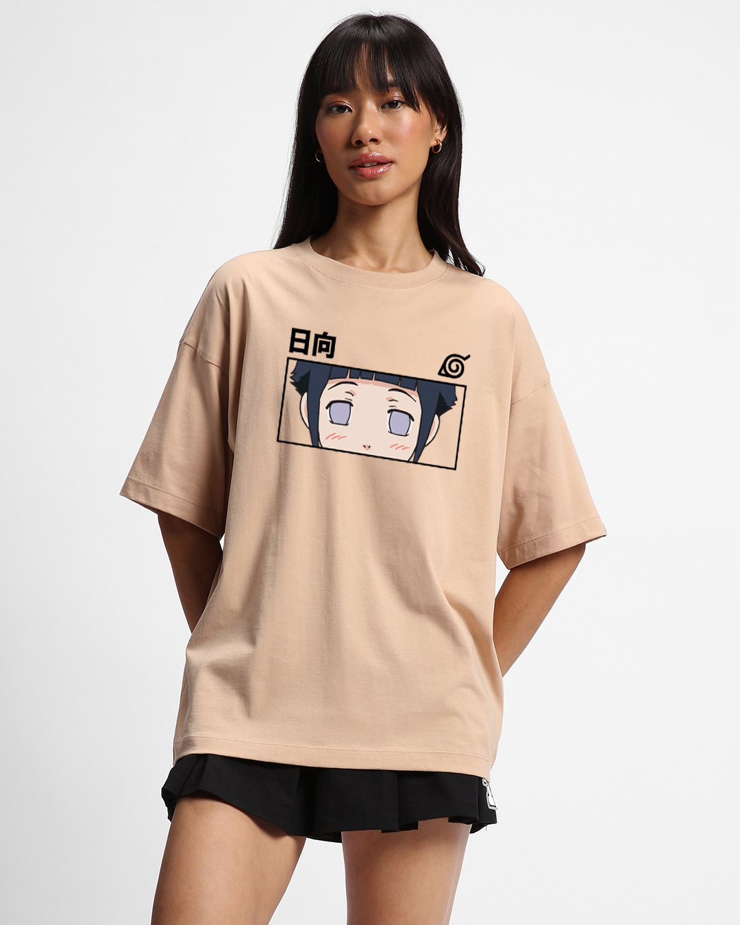Shop Women's Brown Hinata Hyuga Graphic Printed Oversized T-shirt-Back