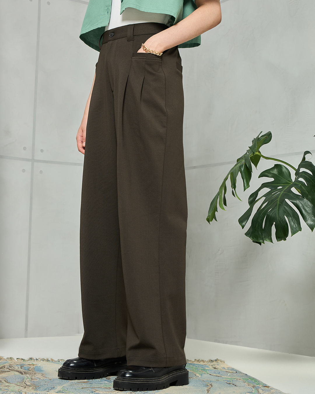 Shop Women's Brown Korean Pants-Back