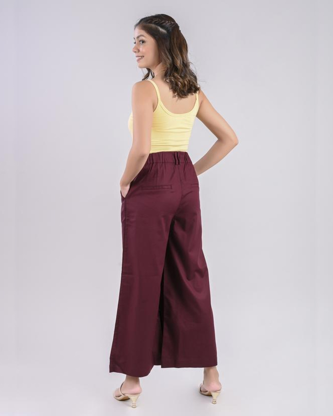 Shop Women's Brown Loose Comfort Fit Casual Pants-Back