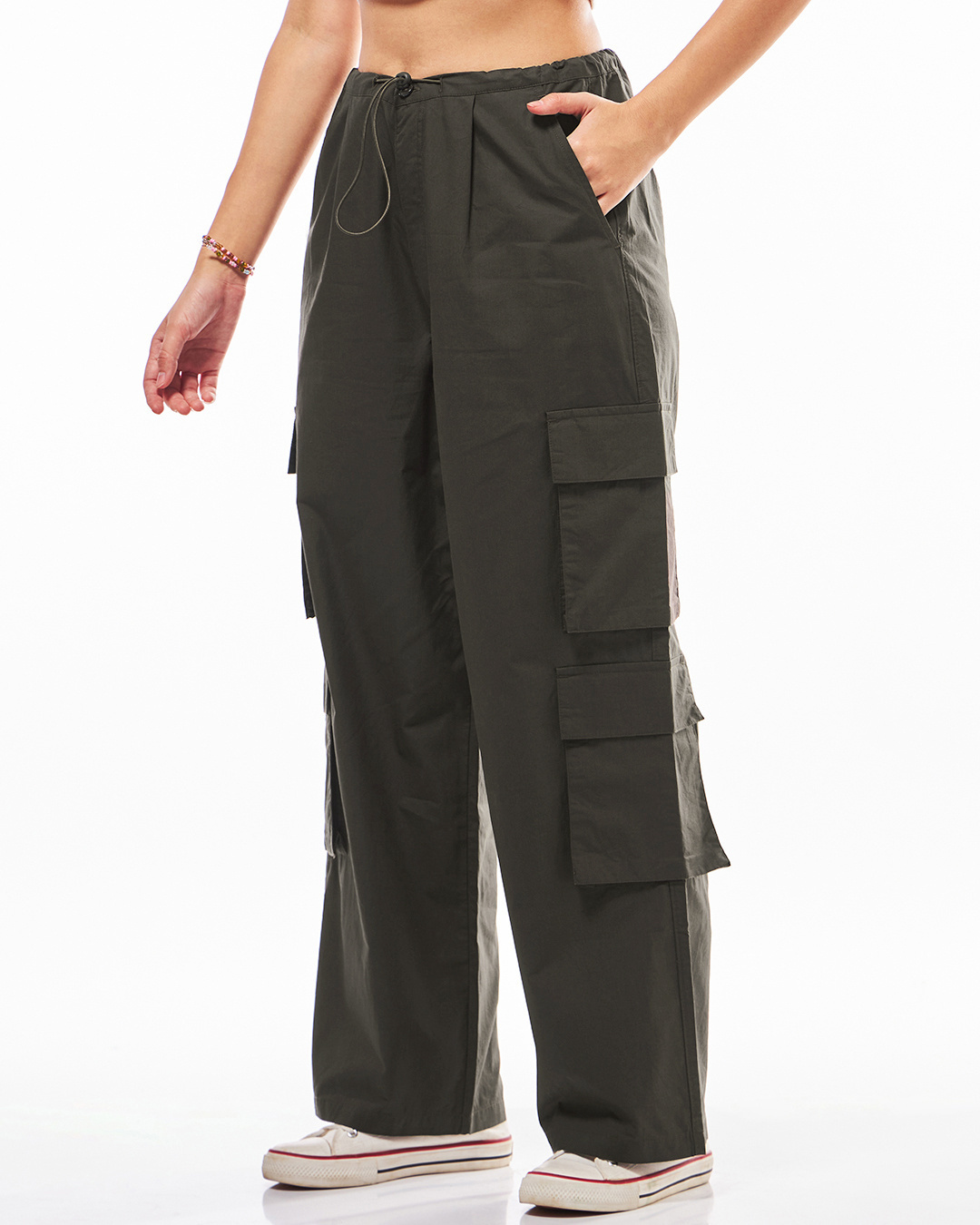 Buy Women's Brown Oversized Cargo Parachute Pants Online at Bewakoof