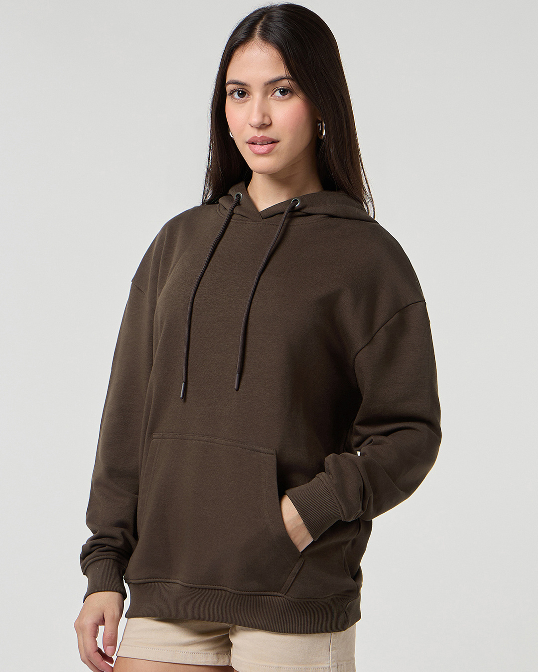Shop Women's Brown Oversized Hoodies-Back