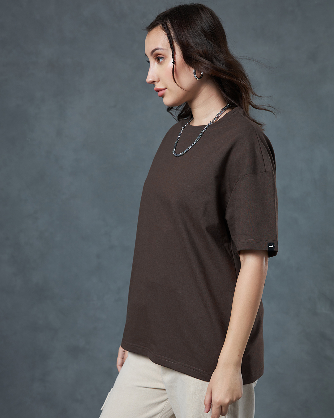 Shop Women's Brown Oversized T-shirt-Back