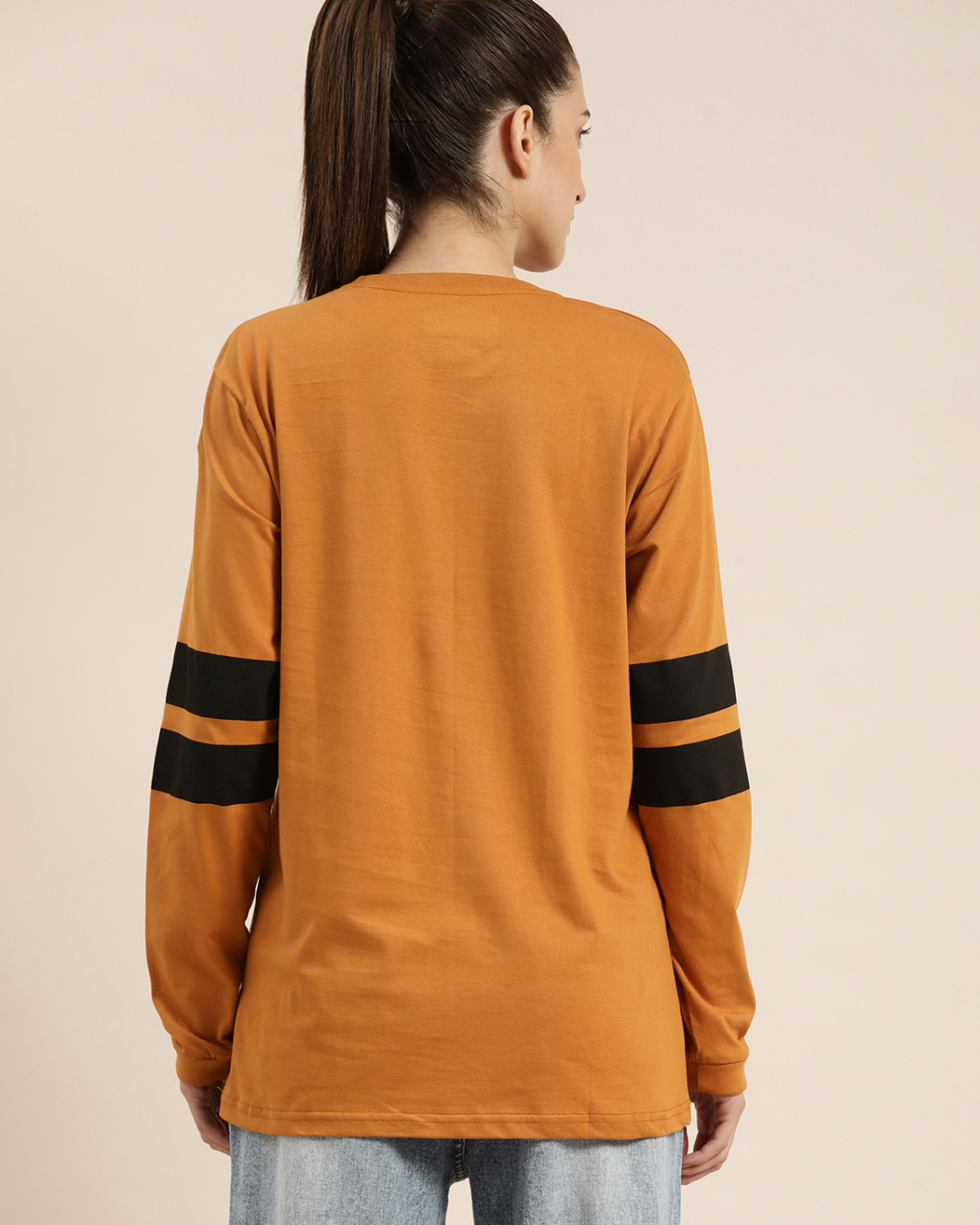 Shop Women's Brown Solid Oversized T-shirt-Back