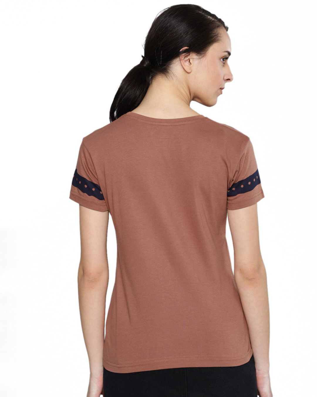 Shop Women's Brown Typography T-shirt-Back