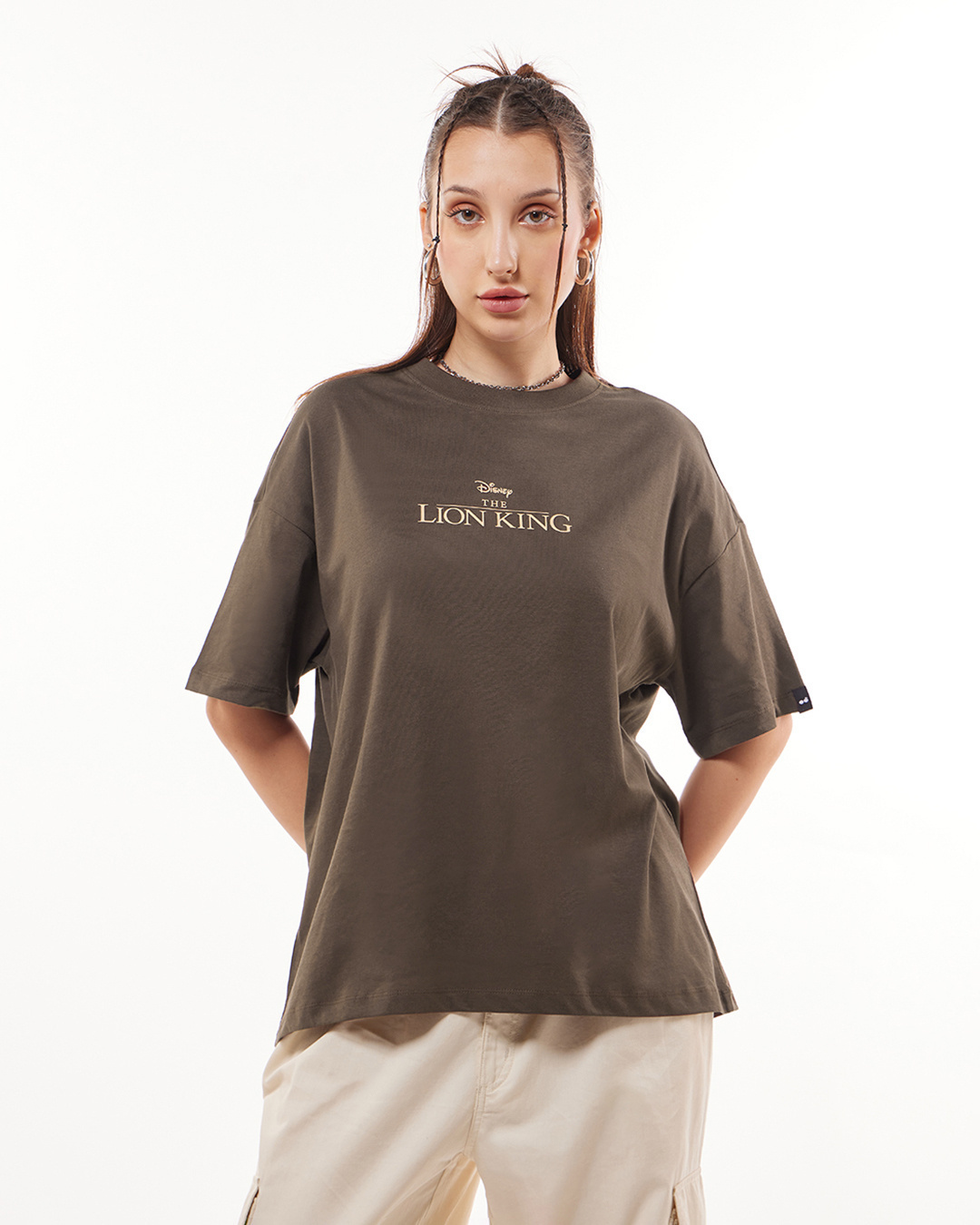 Shop Women's Brown Unfair Scar Graphic Printed Oversized T-shirt-Back