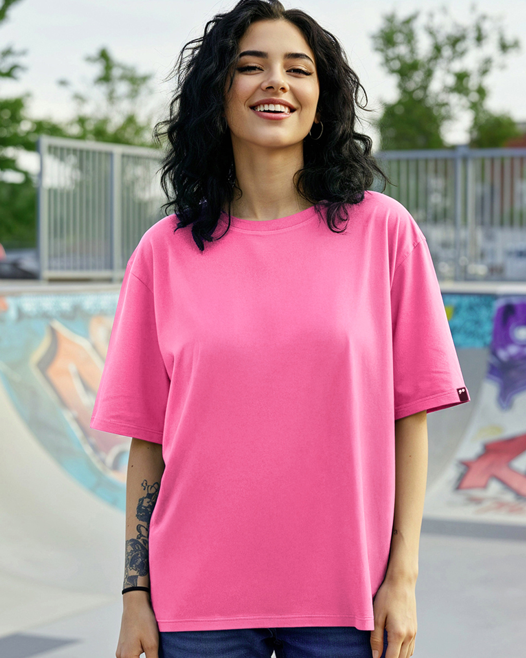 Buy Women's Bubble Pink Oversized T-shirt Online at Bewakoof