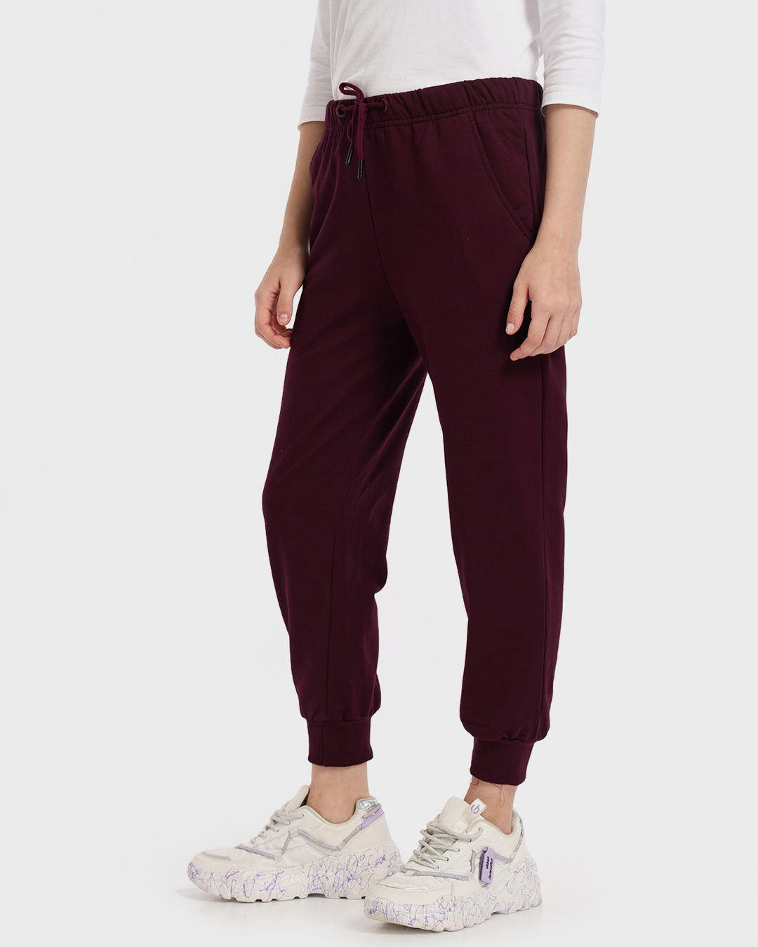 Shop Women's Maroon Joggers-Back
