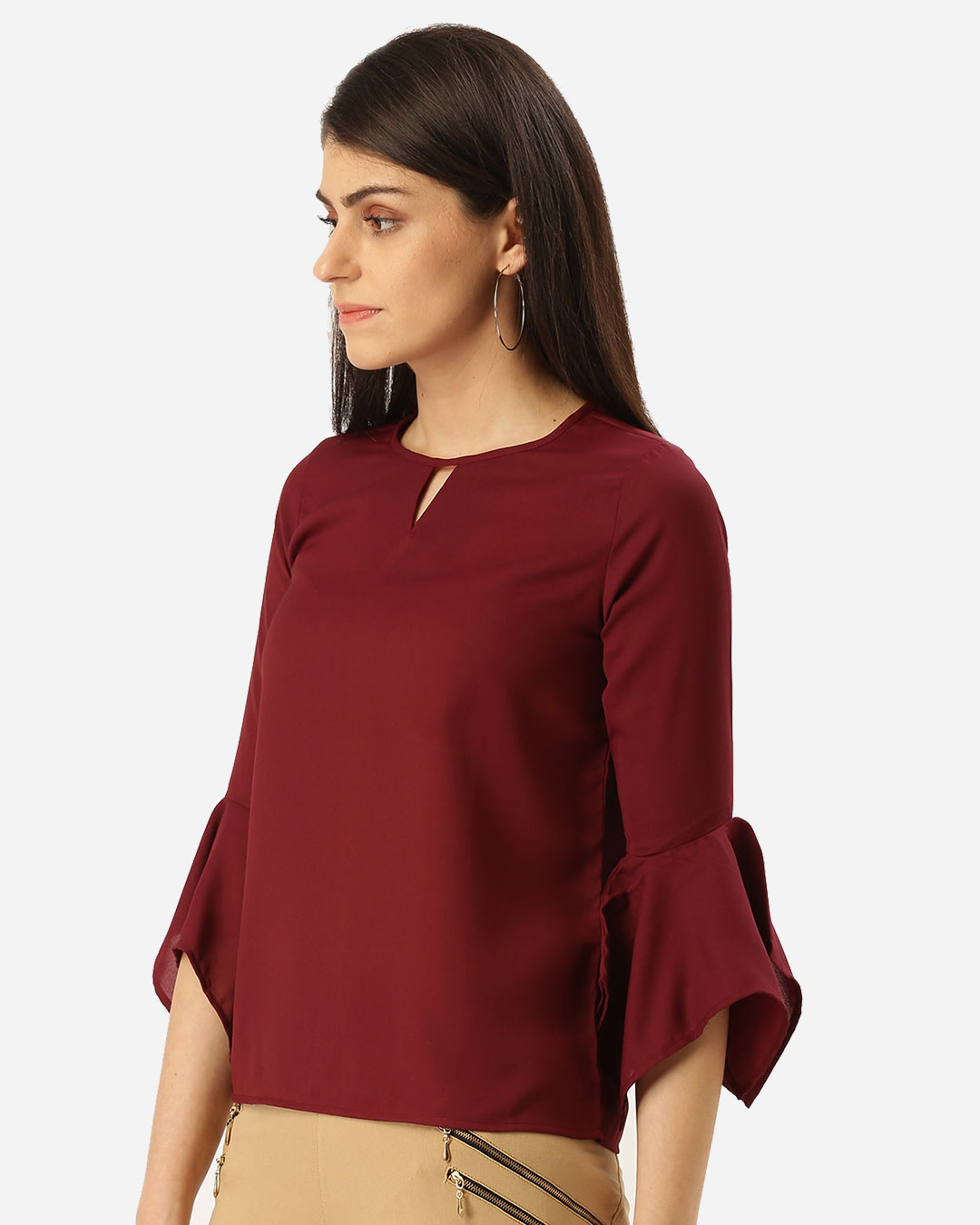 Shop Women's Burgundy Solid Top-Back