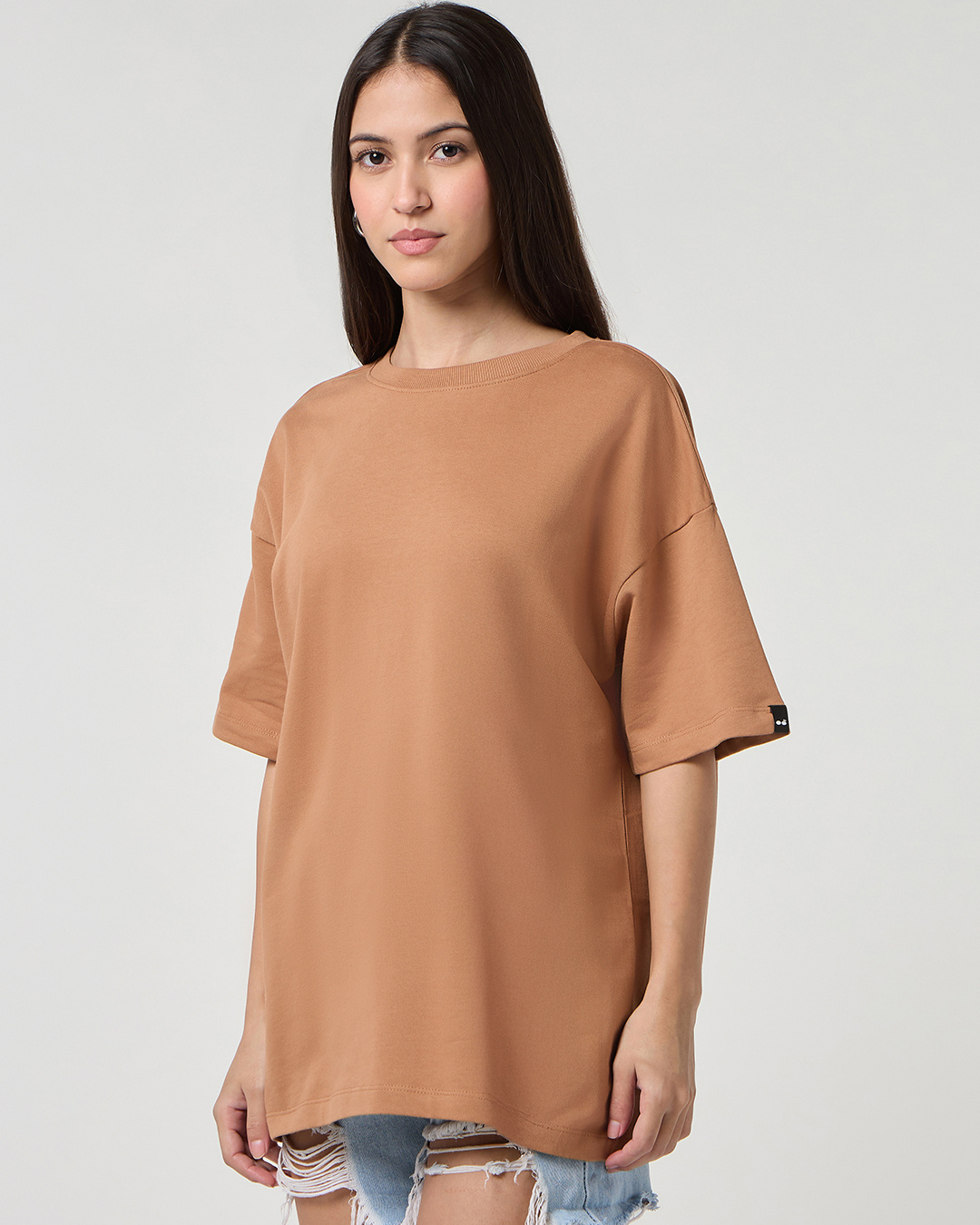 Shop Women's Camel Brown Oversized T-shirt-Back