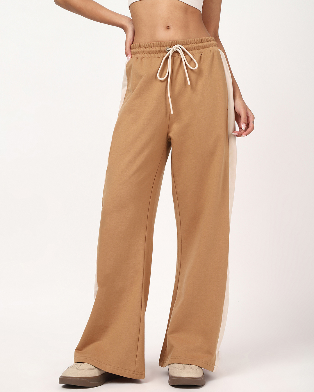 Shop Women's Camel Brown Wide Leg  Pants-Back