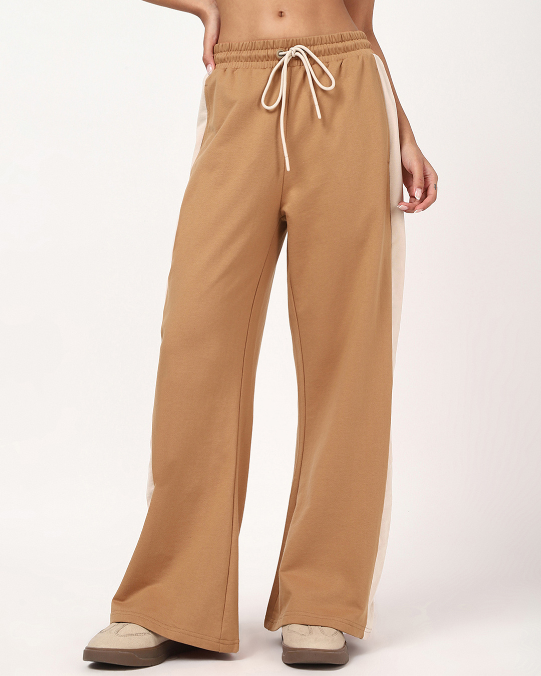 Shop Women's Camel Brown Wide Leg Track Pants-Back