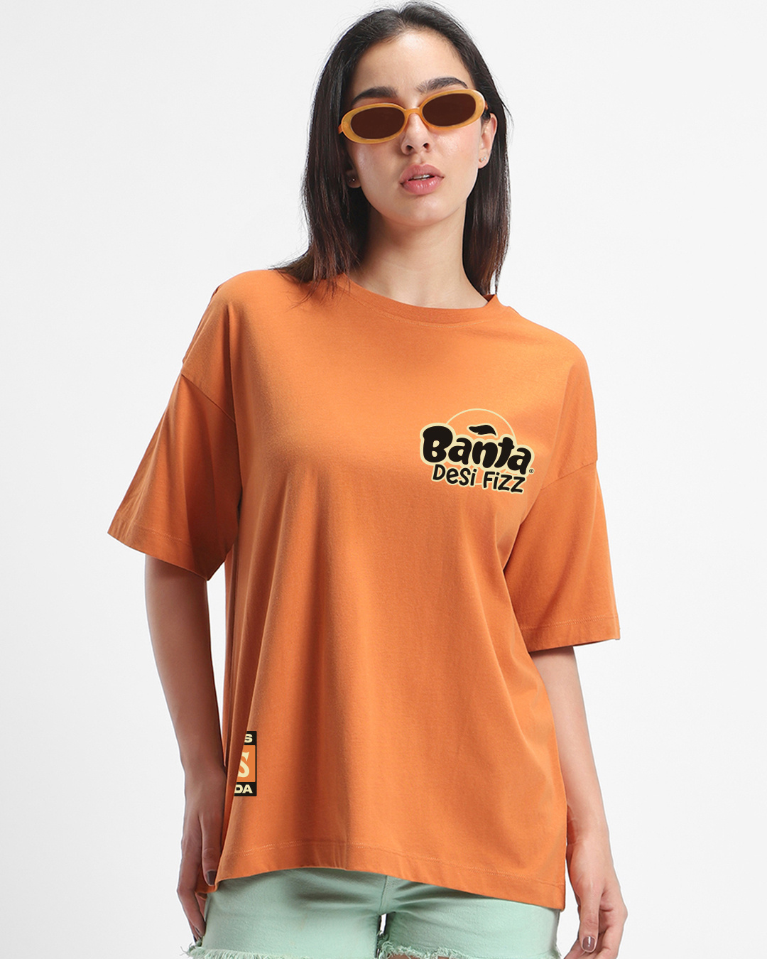Shop Women's Caramel Orange Bantadesi Graphic Printed Oversized T-shirt-Back
