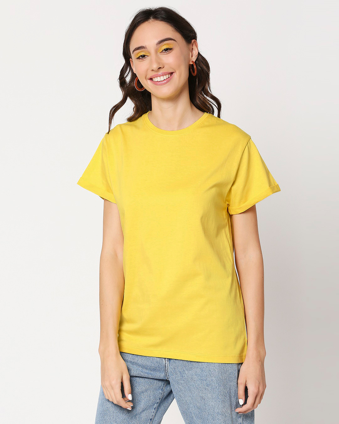 Shop Women's Ceylon Yellow Boyfriend T-shirt-Front