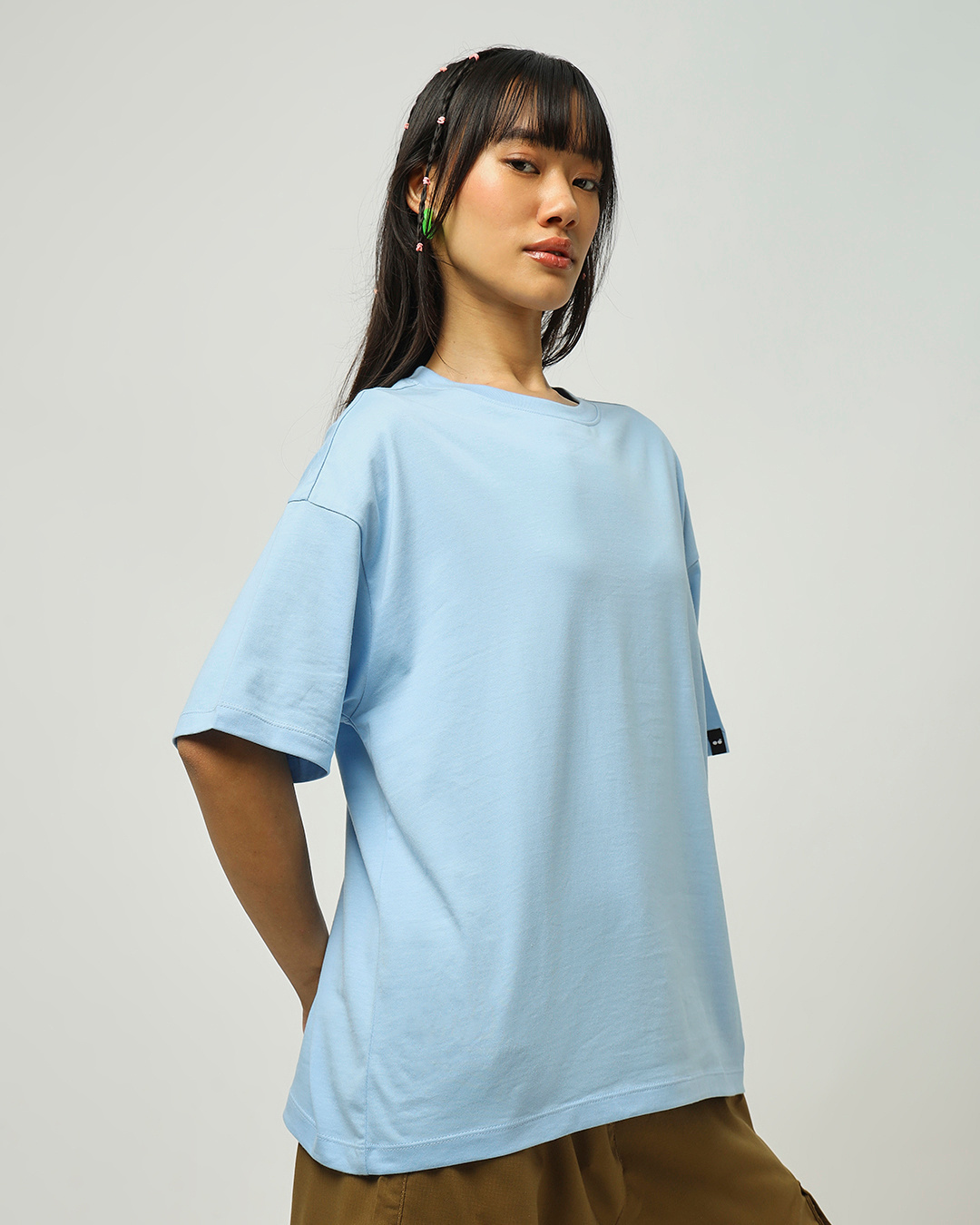 Buy Womens Chambray Blue Oversized T Shirt Online At Bewakoof