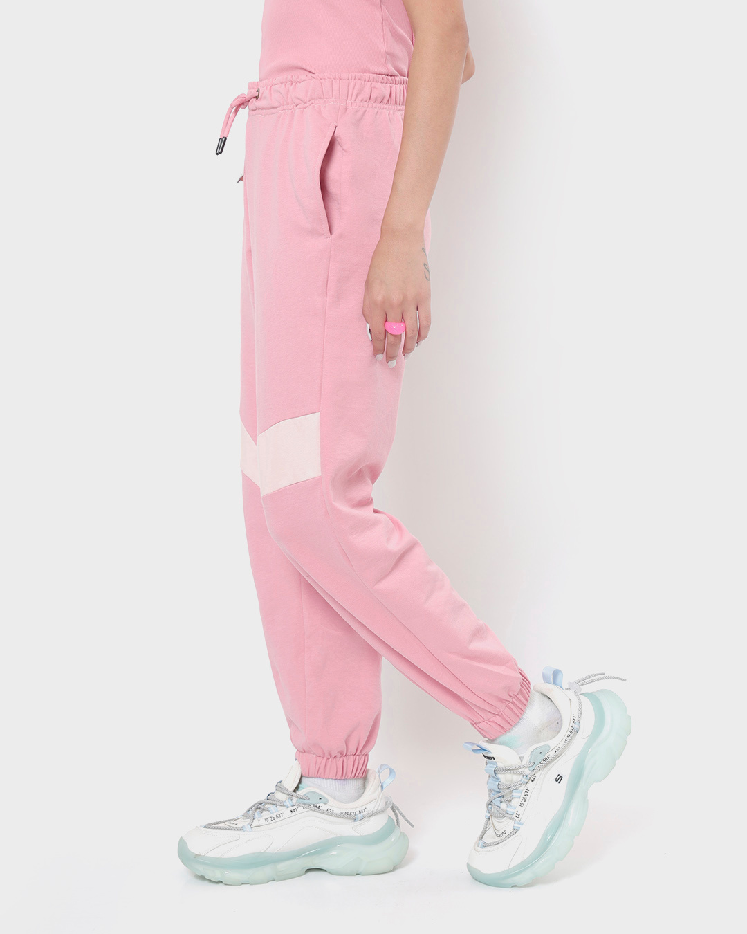 Shop Women's Cheeky Pink Color Block Joggers-Back