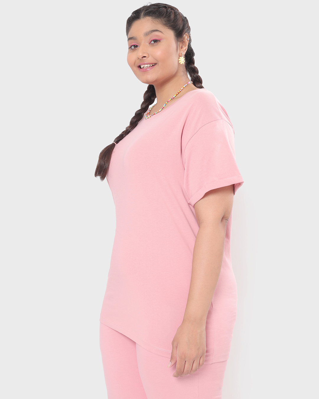 Shop Women's Cheeky Pink Boyfriend Plus Size T-shirt-Back