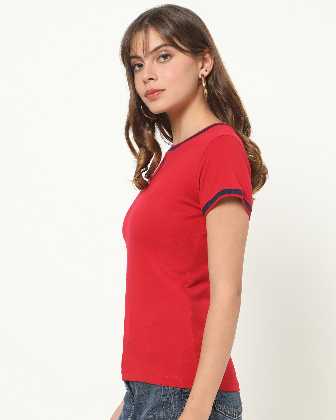 Shop Women's Chili Pepper Varsity Half Sleeve Round Neck T-shirt-Back
