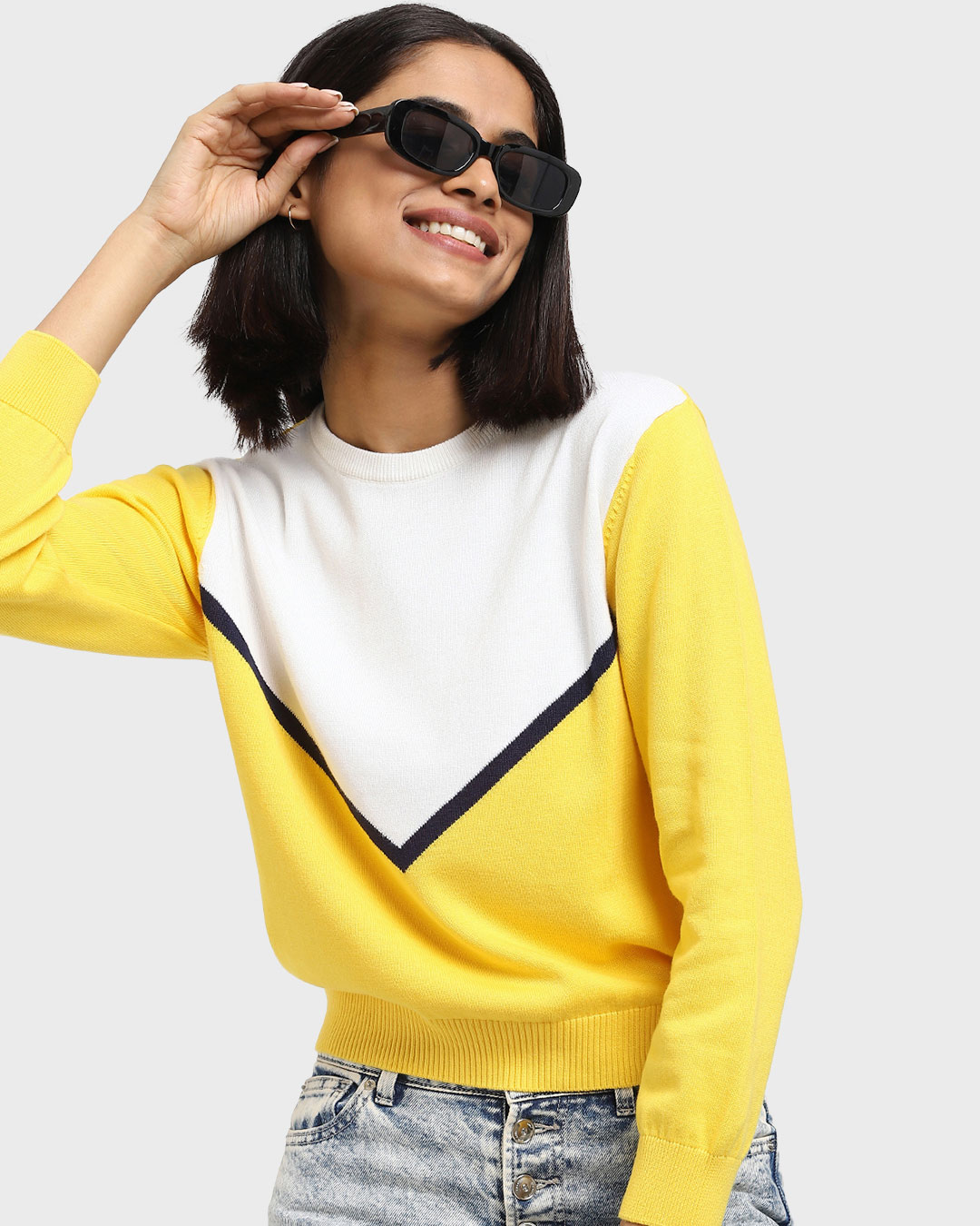 Buy Women's Color Block Flat Knit Sweater Online at Bewakoof