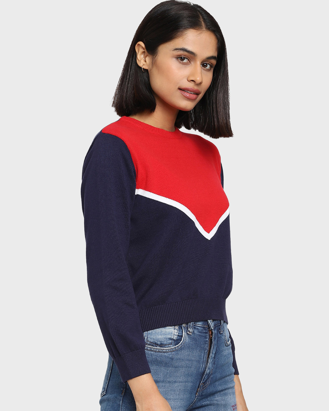 Shop Women's Color Block Flat Knit Sweater-Back