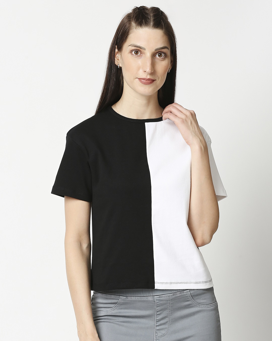Shop Women's Color Block Rib T-Shirt-Back